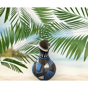 Mata Ortiz Pottery Efrain Lucero Sail Fish Black Olla Vase Fine Art Clay Mexican